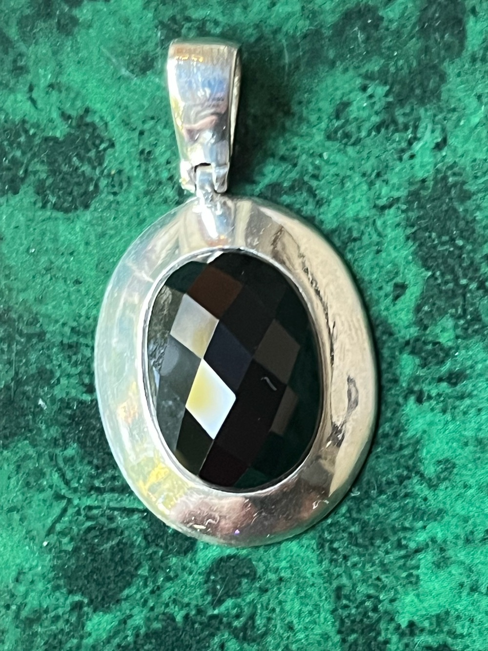 Sterling Silver Hand Hammered Onyx Pendant